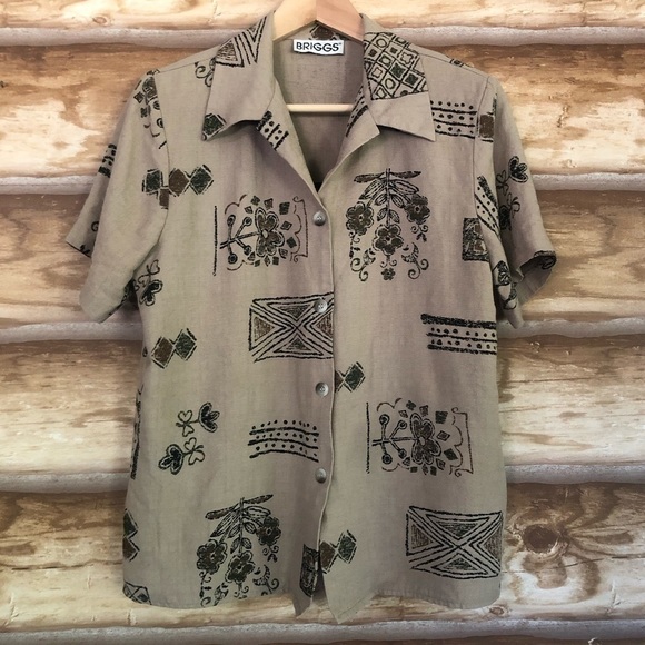𝅺BRIGGS mock layered printed short sleeve blouse - Picture 2 of 8
